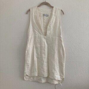 Sincerely Jules 100% Linen White Shift Dress Sleeveless Beach Coast Vacation Med